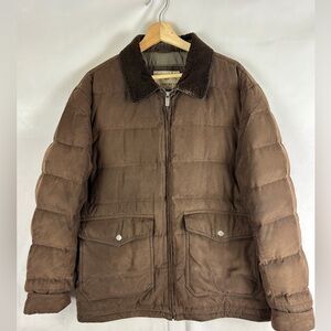 RAINFOREST Chore Jacket‎ Down Puffer Men's Large Brown Corduroy Collar Utility